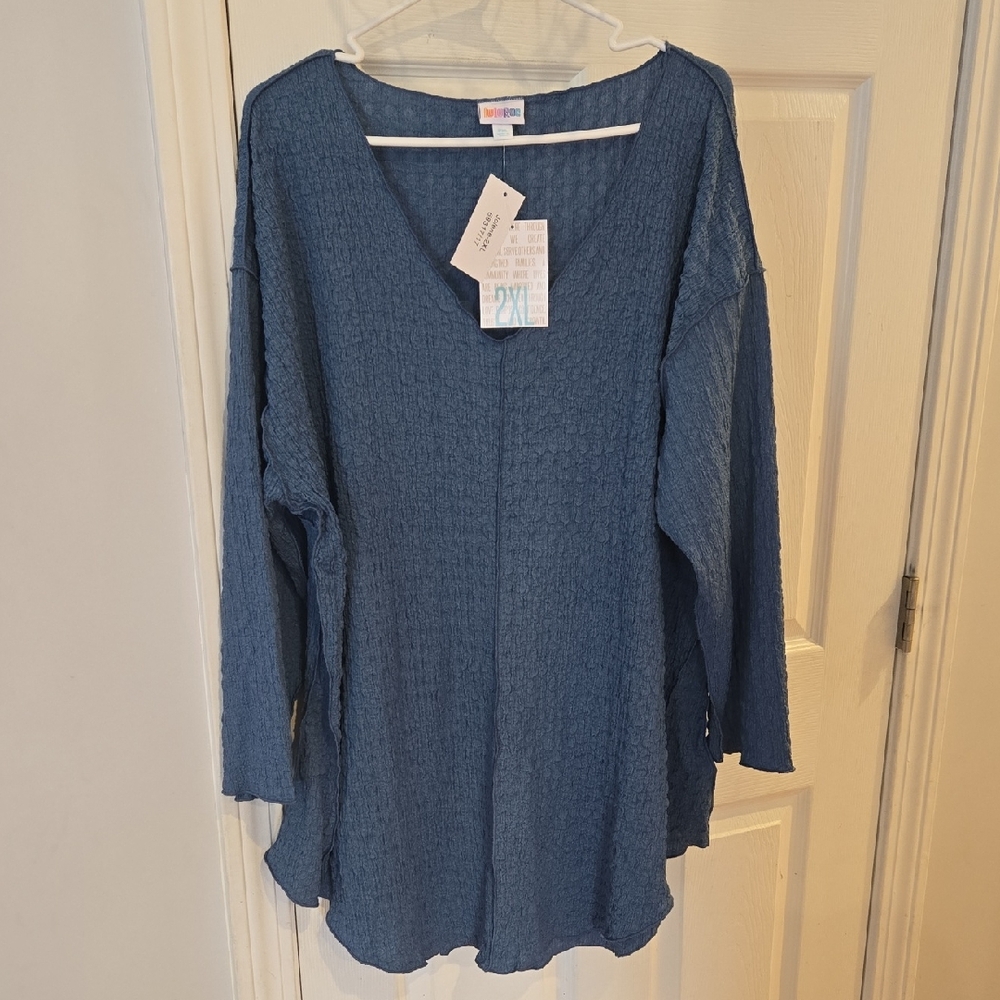 LuLaRoe Blue Ribbed Tunic Relaxed Fit